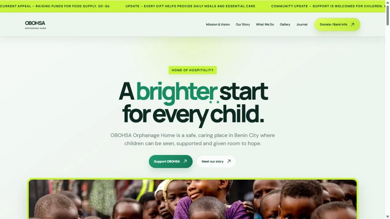 OBOHSA Orphanage Home website preview